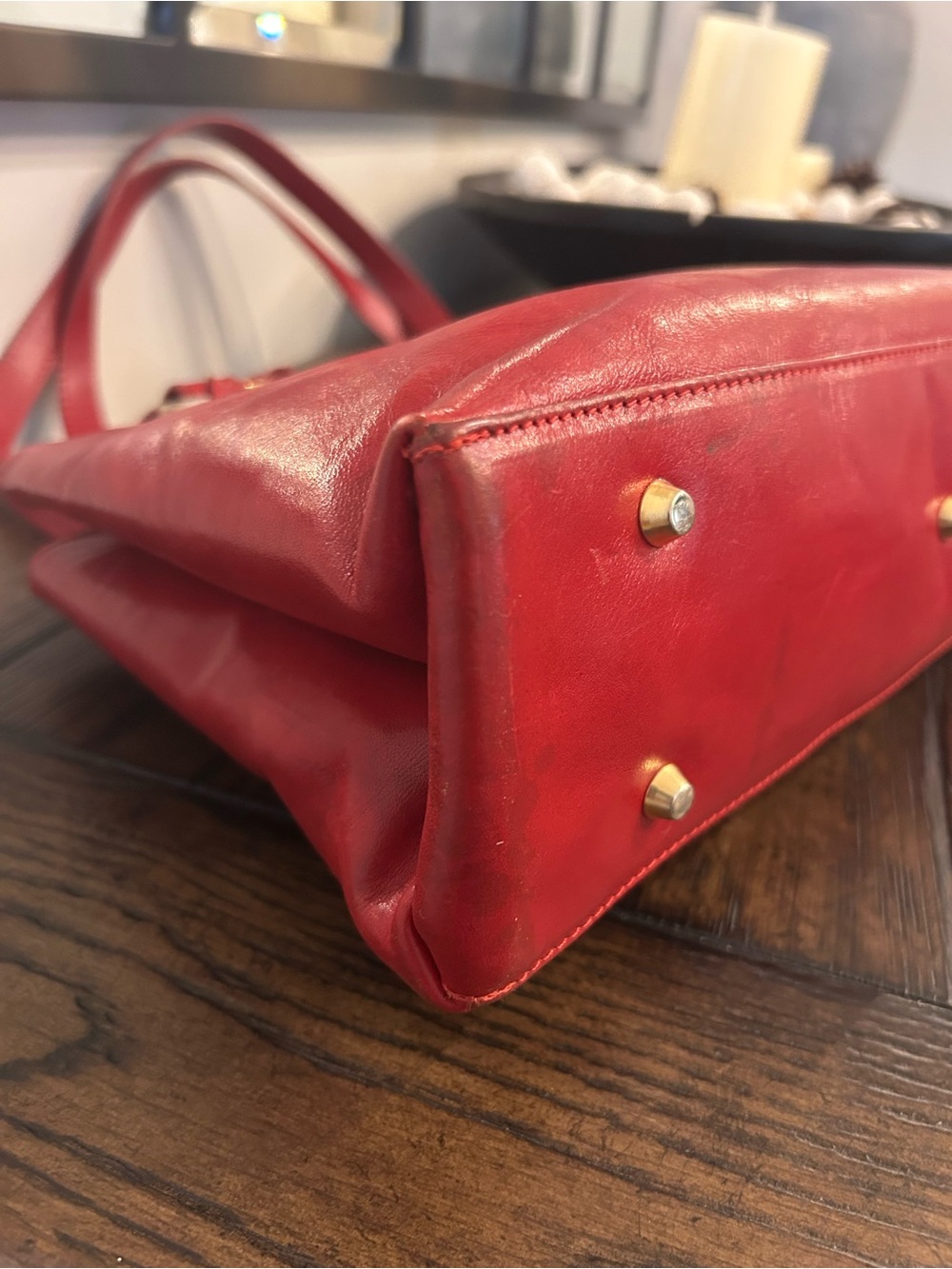 Valentina Italian red leather shoulder bag - Picture 8 of 14